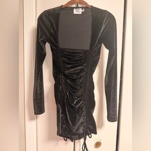 Princess Polly Black Velvet Long Sleeve Dress